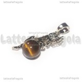 Ciondolo Fatina su Occhio di Tigre in ottone argentato 25x12mm