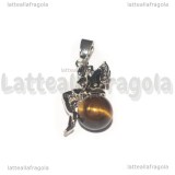Ciondolo Fatina su Occhio di Tigre in ottone argentato 25x12mm