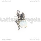 Ciondolo Fatina su Opale in ottone argentato 25x12mm