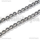 Perle in Ematite argentata non magnetica Grado A 4mm filo 40cm