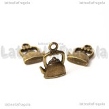 Charm Teiera in metallo color bronzo 20x15mm