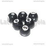 6 Perle Palla Da Biliardo Numero 8 in acrilico 12mm