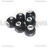 6 Perle Palla Da Biliardo Numero 8 in acrilico 12mm