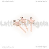 Charm Bacchetta Magica in rame dorato smaltato rosa 20x8mm