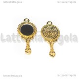 Ciondolo Specchio in metallo gold plated 34x12mm