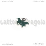 Ciondolo Farfalla in Acciaio Inox smaltato Verde Bosco 9x7.5mm