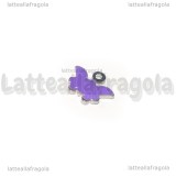 Ciondolo Farfalla in Acciaio Inox smaltato Lilla 9x7.5mm