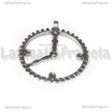 Ciondolo Orologio stile Steampunk in metallo argento antico 35x31mm