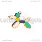 Ciondolo Cagnolino di Palloncini in metallo dorato smaltato 27x25mm