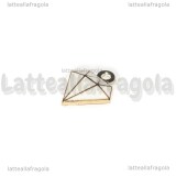 Charm Diamante in metallo dorato smaltato bianco 15x11.5mm
