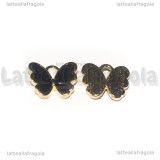 Charm Farfalla in metallo dorato smaltato Nero 13x11mm