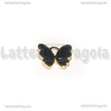 Charm Farfalla in metallo dorato smaltato Nero 13x11mm