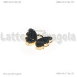 Charm Farfalla in metallo dorato smaltato Nero 13x11mm