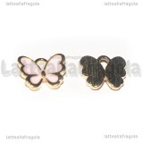 Charm Farfalla in metallo dorato smaltato Rosa 13x11mm