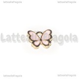 Charm Farfalla in metallo dorato smaltato Rosa 13x11mm