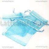 5 Sacchetti in organza azzurro 7x9cm