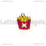 Ciondolo Patatine Fritte in metallo dorato smaltato 18x13mm