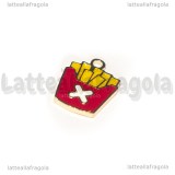 Ciondolo Patatine Fritte in metallo dorato smaltato 18x13mm