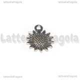 Charm Girasole in metallo argento antico 18.6x15mm