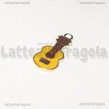 Ciondolo Chitarra in metallo dorato smaltato 23x9mm