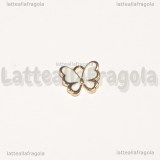 Charm Farfalla in metallo dorato smaltato Bianco 13x11mm