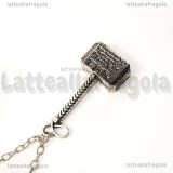 Collana Martello di Thor in metallo argento antico 47x21mm