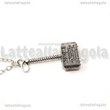 Collana Martello di Thor in metallo argento antico 47x21mm