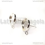 Coppia perni in ottone silver plated base tonda per cabochon 12mm