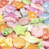 30 Perle in acrilico Fantasia Mare con foro passante 10-15x6-11x4-5mm