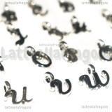 Set Charms Alfabeto in metallo argento antico 26pezzi 9.5x5x1.5mm