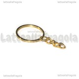 Anello portachiavi 25mm con catenina in metallo dorato