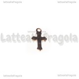 Charm Croce in Acciaio Inox Oro Rosa 12x7mm