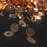 Coppia di Perni a base piatta 6mm Acciaio Inox Oro Rosa con gommini
