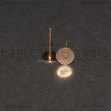 Coppia di Perni a base piatta 6mm Acciaio Inox Oro Rosa con gommini