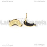Coppia di Orecchini a perno Luna in Acciaio Inox Dorato 14.5x9.5mm