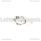 Charm Gatto in metallo smaltato argentato Bianco 15x13mm