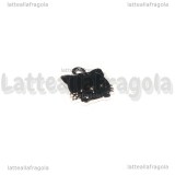 Charm Gatto in metallo smaltato argentato Nero 15x13mm