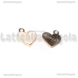 Charm Cuore in metallo smaltato dorato rosa 12x11mm