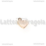 Charm Cuore in metallo smaltato dorato rosa 12x11mm