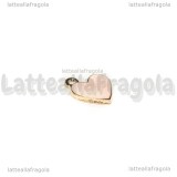 Charm Cuore in metallo smaltato dorato rosa 12x11mm