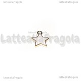 Charm Stella in metallo smaltato dorato Bianco 14x12.5mm