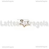 Charm Stella in metallo smaltato dorato Bianco 14x12.5mm