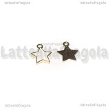 Charm Stella in metallo smaltato dorato Bianco 14x12.5mm