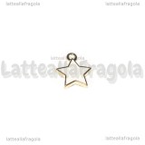 Charm Stella in metallo smaltato dorato Bianco 14x12.5mm