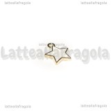 Charm Stella in metallo smaltato dorato Bianco 14x12.5mm