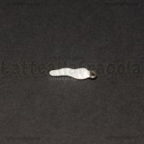 Ciondolo Cornetto Portafortuna 3D in Acciaio Argentato smaltato Bianco 17.5x4.5mm