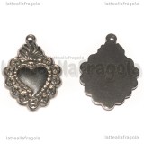 Ciondolo Cuore Sacro Ex Voto in Acciaio Inox 31x23mm