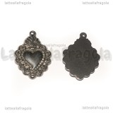 Ciondolo Cuore Sacro Ex Voto in Acciaio Inox 31x23mm