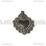 Ciondolo Cuore Sacro Ex Voto in Acciaio Inox 31x23mm