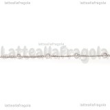 1 Metro Catena Rosario in Acciaio Maglia Ritorta e Perle Acrilico Bianco 4mm
